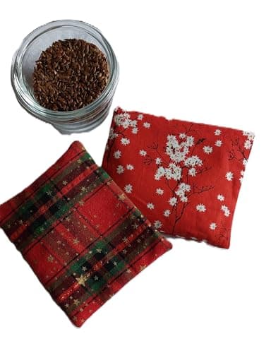 Bouillotte aux graines de lin bio - coussin chauffant au micro onde - bouillotte sèche - lot de 2