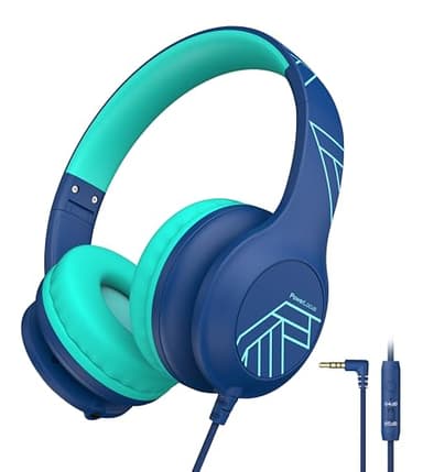 PowerLocus Casque Audio Enfant, Casque Enfant Filaire avec Volume Limité 85/94dB, Son Stéréo, Casque Musique pour Enfants, Pliable, Partager l’Audio, Micro Integré pour iPad/Voyage/Tablette/Téléphone