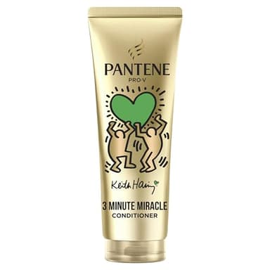 Pantene Pro-V x Keith Haring Art Collection Lisse & Soyeux Après-shampoing 3 Minute Miracle 220ml pour Cheveux Frisés et Secs, Aide à Lisser et Régénérer les Cheveux, À l'Acide Hyaluronique