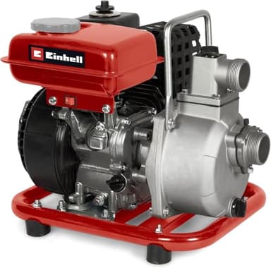 Einhell Pompe d’évacuation thermique GC-PW 16 (1.6 kW, moteur 4 temps, embout de remplissage, bouchon de purge, sécurité manque d’huile, avec 2 adaptateurs pour tuyaux + colliers, et crépine)
