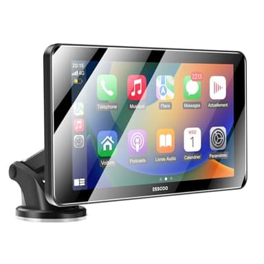 ESSGOO CarPlay Voiture 7 Pouces, Prend en Charge A-pple CarPlay sans Fil & Android Auto, Mirror Link, Appels Mains Libres Bluetooth, Siri & Assistant G-oogle – Adapté à Plusieurs Véhicules
