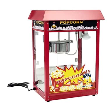 Royal Catering Machine à Popcorn Professionnelle 1500 W, Rendement: 5 Kg/h ou 16 l/h, Diamètre de la Marmite antiadhésive 18 cm, Rouge Cinéma