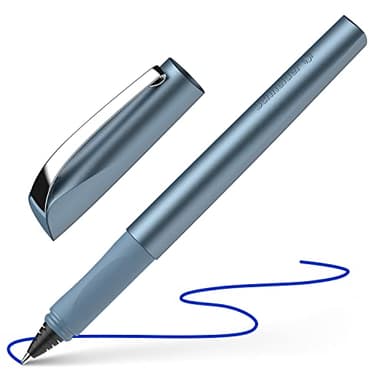 Schneider Ceod Shiny Stylo roller (pour droitiers et gauchers, épaisseur de trait M, avec cartouche d'encre bleu roi) bleu