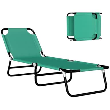 Outsunny Bain de Soleil, Chaise Longue Pliante, transat inclinable en Tissu Oxford, transat Jardin extérieur pour Plage, Relax, Camping, Piscine, terrasse, 188 x 56 x 28 cm, Vert foncé