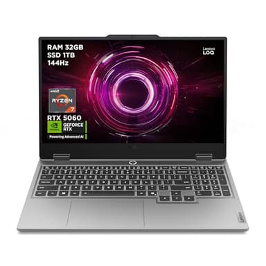 Lenovo LOQ 15AHP10 - Ordinateur Portable Gaming 15.6'' FHD (AMD Ryzen 7 250, RAM 32Go, SSD 1To, NVIDIA RTX 5060 8GB, sans Système d'Exploitation) Clavier rétroéclairé AZERTY Français - Gris