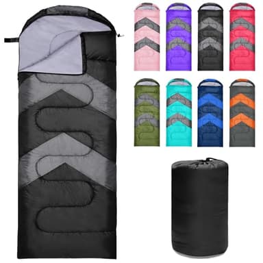 Zusentee Sacs de Couchage pour Adultes Enfant 3-4 Saisons, Imperméable Enveloppants Sacs de Couchage de Damping pour Camping Léger, Randonnée, Compact Sleeping Bag,Noir