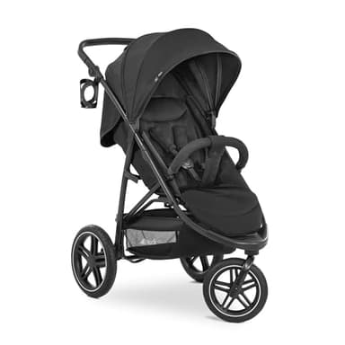 hauck Poussette 3 Roues Rapid 3R, Pneus Caoutchouc, Suspension et Position Allongée dès la Naissance jusqu’à 22 kg, Protection UV 50+, Pliable, Guidon Réglable en Hauteur avec Porte-Gobelet - Noir