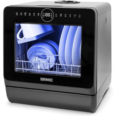 Duronic DW5 BK Lave-vaisselle de table 950W lave vaisselle posable portable compact gain de place pour petite cuisine 7 programmes de lavage séchage efficace pratique