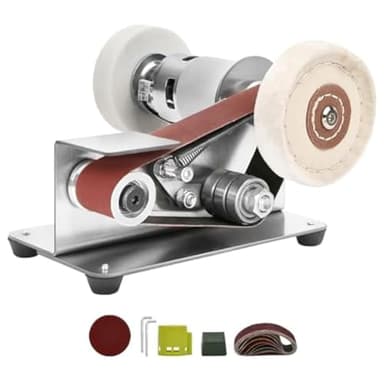 GYSURYB Prise UE, Ponceuse à Bande, AffûTeuse de Couteaux éLectrique à Vitesse RéGlable, Meuleuse à Bande à 15 DegréS, Ponceuse à Bande éLectrique pour Travail Du Bois