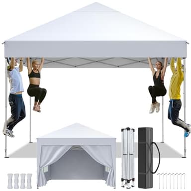 Tonnelle de Jardin 3x3M Pliable Tente de réception Robuste et imperméable idéale pour Jardin Camping réception extérieure Protection Solaire et abri de Jardin élégant et Facile à Assembler, Blanc