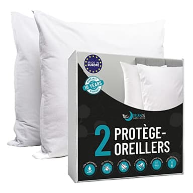 Protege Oreiller 65x65 Lot de 2 Made in EU et Oeko-TEX Dreamzie - Taie Oreiller 65x65 Anti Acarien et Anti Punaise de Lit