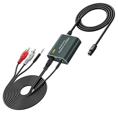 Ozvavzk Adaptateur Optique vers RCA,Convertisseur Audio Numérique Analogique Supporte Optique Numérique vers Double Sortie Jack 3,5 mm,192 kHz DAC Audio avec Doubles Connecteurs Jack 3,5 mm