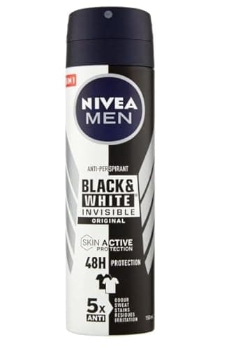 NIVEA MEN Black & White Invisible Original Spray 72h (6 x 200 ml) - Déodorant anti-taches pour homme