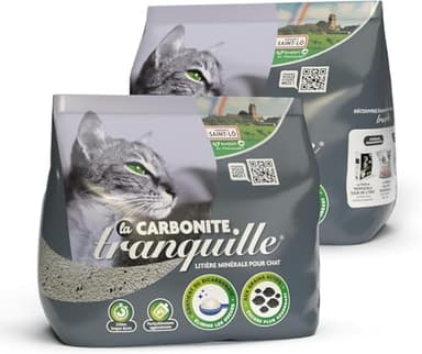 Tranquille - Litière Agglomérante pour Chat avec Charbon Actif et Bicarbonate 2 x 6,5KG - Contrôle Optimal des odeurs et facilite Le Nettoyage de la litière grâce a Son Absorption supérieur