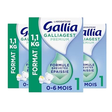 Laboratoire Gallia - Galliagest Premium 1 - Lait en Poudre - Lait Bébé de 0 à 6 Mois - Dès la Naissance - 1,1kg (Lot de 3)