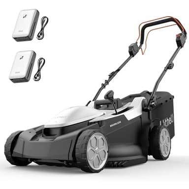 Litheli Tondeuse à Gazon sans Fil Autoportée 43cm, 2X 20V Batteries 4.0Ah, Hauteur Réglable 25-75mm, Bac 40L, Tondeuse à Gazon Batterie avec 2X 20V Batteries 4.0Ah