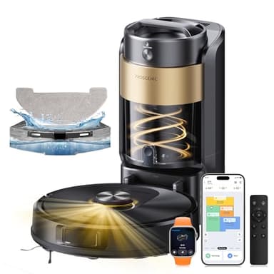 Proscenic Q20 Plus Robot Aspirateur Laveur 10000Pa avec Station Sans Sac Vidage Automatique,200Min Aspirateur Robot et Serpillière,Nav Lidar Cartographie,Évitement d'obstacles,Pour Poils Animaux Tapis