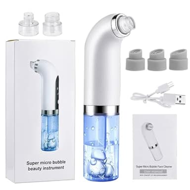 Aspirateur Point Noir Electrique - Extracteur de Comédons Professionnel | Nettoyant de Pores Soin Visage | Appareil USB Rechargeable avec 6 Têtes et 3 Modes pour Types de Peau