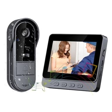 1080P Sonnette Sans Fil Exterieur Etanche avec écran IPS de 4.3 Visiophone Sans Fil IP65 étanche Sonnette Sans Fil Avec Camera Caméra HD 170° Interphone Vision Nocturne Infrarouge Audio Bidirectionnel