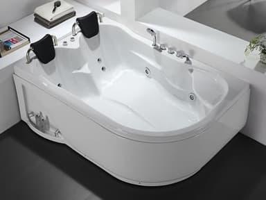 Vente-unique - Baignoire balnéo blanche - 2 places - 385 L - 181 x 121 x 65 cm - Angle gauche - RAFINA