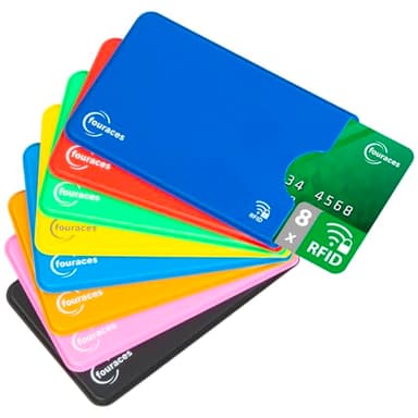 fouraces RFID Protection Carte bancaire - 8 pièces - Porte-Carte Anti fraude - etuis Anti RFID NFC - Plastique - Multicolore - pour Cartes Bleue et sans Contact