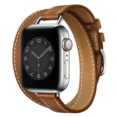 HEYOZURY Compatible pour Apple Watch Bracelet Série 10 Cuir Double Tour Mince Femmes 45mm 44mm 41mm 40mm 49mm,Remplacement Original Pour iWatch Band Series 10/9/8/7/SE/6/5/4/3/2/1