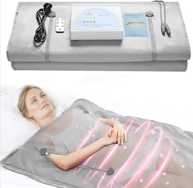 Couverture de sauna, 650W couverture thermique de thérapie à infrarouge lointain (FIR) 220V 2 zones (fermeture à glissière à la main)