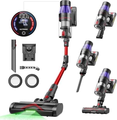 Ultenic U16 Flex Aspirateur Balai sans Fil, 45kPa/60min Aspirateur sans Fil Hyper-Puissant, Technologie GreenEye, Tube Pliable, Brosse Anti-Emmêlement pour Tapis, Poils Animaux, Sol Dur et Voiture