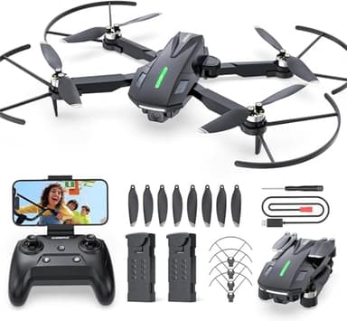 Drone DEERC D75 avec Caméra HD 4K, Quadricoptère FPV Pliable pour Enfants et Adultes, 32 Min de Vol, Moteurs Brushless, Commande Vocale/Gestuelle, Tap Fly, 3 Vitesses, Idéal pour Débutants