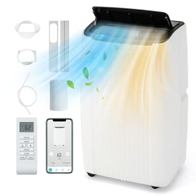 RELAX4LIFE Climatiseur Mobile Silencieux 6 en 1, Climatiseur Portable, Refroidisseur, Ventilateur, Déshumidificateur, Chauffage, Auto, Mode Nuit, Clim Mobile, Faible Conso, Évacuation, Wifi, 65m²
