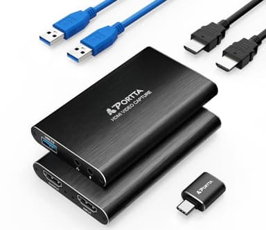 PORTTA Carte de Capture Vidéo HDMI, Stream and Record in 1080P60Hz avec Ultra-Low Latency, 4K HDMI in/Loop Out, USB 3.0 to PC Compatible avec Camcorder/PS4/PS5/Xbox/Nintendo Switch 2/OBS