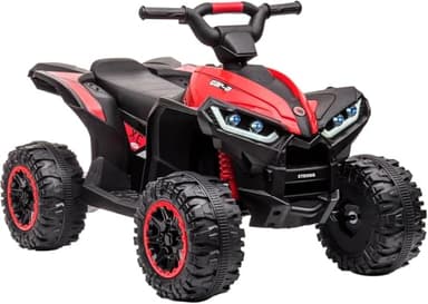 Quad Electrique Enfants 12V, Tout Terrain Quad Enfant avec Télécommande, LED et Musique, Démarrage Progressif, 2 Vitesses, pour Garçons et Filles de 3 Ans et Plus,Rouge