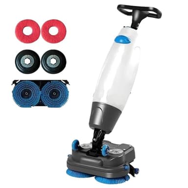 Autolaveuse de sol professionnelle, ultra-compacte et portable, sans fil, autonomie de 90 à 120 minutes, largeur de nettoyage de 43 cm (16,9 pouces), idéale pour la maison, le bureau, les salles White