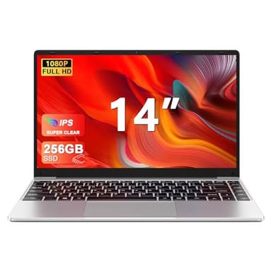 bvate Ordinateur Portable,256Go Soutien Extension SSD 1To 14" Win11 Celeron N4020 2.4G+5G WiFi Mini HDMI & AZERTY Membrane du Clavier-Argent