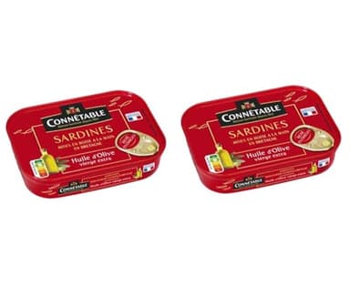 2 x Sardines ancienne - huile d’olive 1/6 - Connetable mise en boite a la main en Bretagne - hulie d'olive vierge extra - set de 2 boites