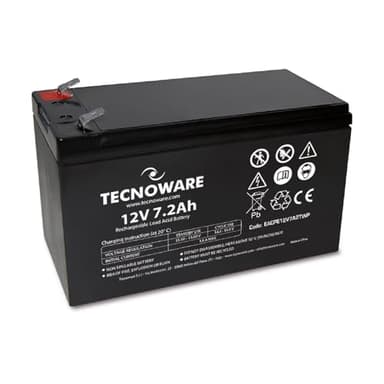 Tecnoware Power Systems Store Batterie au plomb étanche 12 V Capacité 7,2 Ah