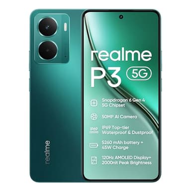 realme P3 Smartphone 5G,12+512GB,Batterie 5260 mAh,45W Charge,Chipset Snapdragon 6 Gen 4,Appareil Photo AI 50MP,Écran e-Sport Pro 2000 nits 120Hz,IP69,Gris (sans Adaptateur)