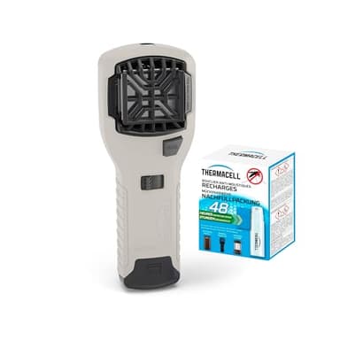 THERMACELL Bouclier Anti Moustiques et Moustiques Tigres Portable Nomade - Zone de Protection 20m² - Inodore - 5 Cartouches Gaz + 15 Plaquettes - 60H De Protection - Blanc