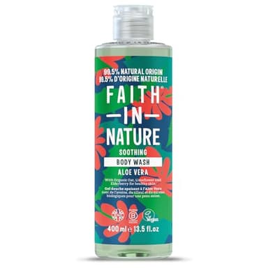 Faith In Nature, Gel Douche & Bain Naturel à l'Aloe Vera Faith In Nature, Régénérant, Vegan & Cruelty Free, Sans Parabènes & SLES, 400ml