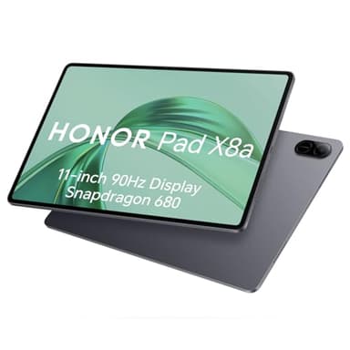 HONOR Pad X8A 4Go 128Go, Extensible à 1 TB, WiFi Tablette, Écran 11 Pouces 90Hz, Snapdragon 680, 4 Haut-parleurs, Batterie de 8300mAh, Corps en métal, Android 14, Google Service, Gris