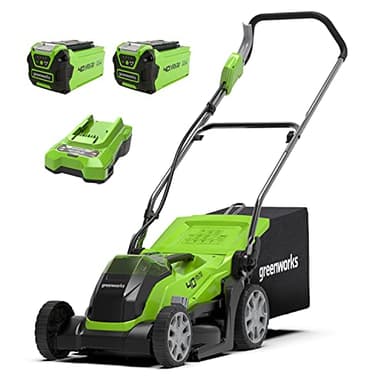 Greenworks 40V Tondeuse à Gazon Sans Fil pour Pelouses Jusqu'à 400m², Largeur de Coupe de 35 cm, Sac de 40L, INCLUS Deux Batteries 40V 2Ah et Un Chargeur, Garantie 3 Ans-G40LM35K2X