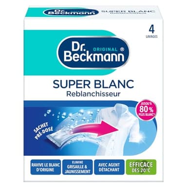 Dr. Beckmann - Poudre Sachet Super Blanc reblanchisseur - 4 Sachets X 40g [L'emballage peut varier]