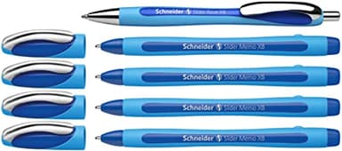 Schneider 150275 Slider Memo XB et Slider Rave XB Stylo à bille (avec étui, couleur de l'encre : bleu), 4 + 1 pièce