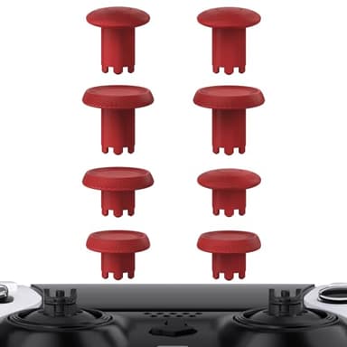 eXtremeRate Joystick pour ps5 Edge Manette,8PCS ThumbsGear Boutons de Joysticks Interchangeables pour ps5 Edge Controller,Accessoires de Remplacement Bâton Analogique-Rouge Carmin