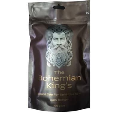 Bohemian King's Beard Dye for Men – Marron foncé | Organique, sans PPD, sans ammonia | Couleur de barbe douce pour peaux sensibles | Formule naturelle à base de plantes