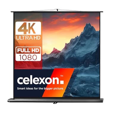 celexon Écran de Projection Portable Ultramobile Professional Pull-Up 85" | 160x160 cm 1:1 | Écran de vidéoprojecteur 4K Full HD à déploiement Rapide | poignée de Transport + mât télescopique