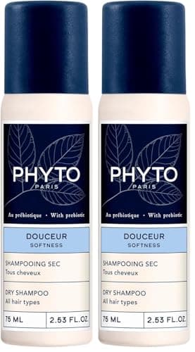 Phyto - Douceur - Shampooing Sec 75ml - Tous Cheveux - Sans Eau - Nettoie - Volume - Matière - Usage fréquent - Cheveux doux - Cheveux propres (Lot de 2)