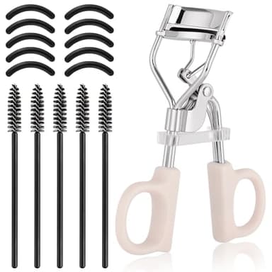 BUTBU Recourbe-Cils Professionnel, Recourbeur Durabl pour une Boucle Durable, Avec 10 Coussinets de Rechange en Silicone Avancés pour un Confort Sans Traction, Or