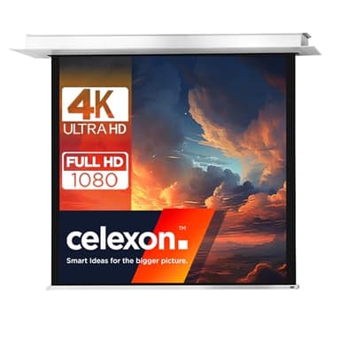 celexon Professional Plus Écran de projection encastrable motorisé 135" | 240x240 cm 1:1 | Écran de cinéma maison 4K Full HD pour vidéoprojecteurs | installation au plafond | interrupteur mural fourni