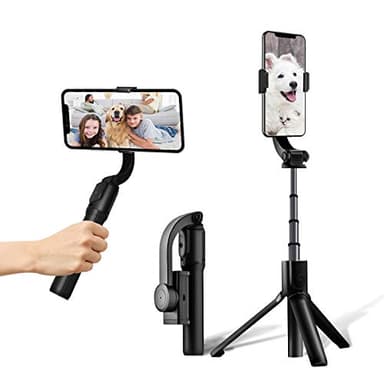 Gimbal Stabilisateur de Smartphone 1 axe Téléphone Portable avec télécommande Bluetooth 3-1 pour Vlogging, Youtube, Vidéo en Direct, TikTok, Compatible avec for iPhone/Android (HH5)